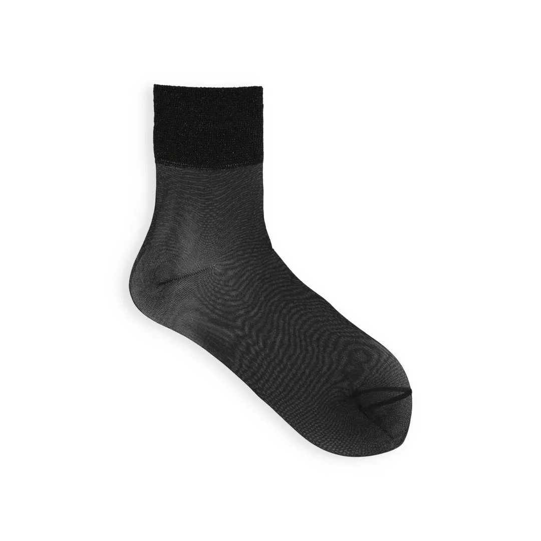 021132511 Semi-Sheer Top Lamé Anklet Socks