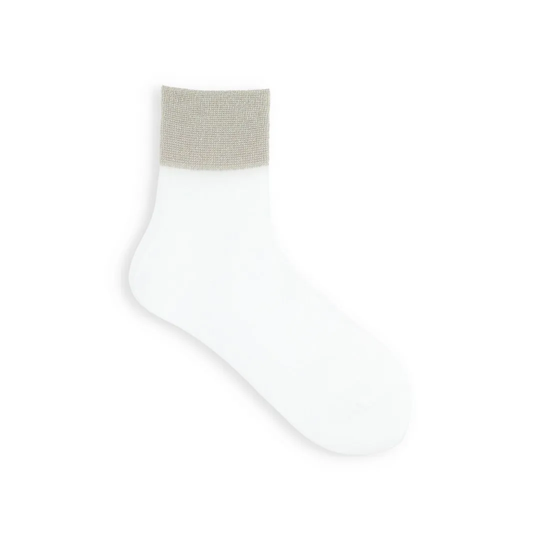 021132511 Semi-Sheer Top Lamé Anklet Socks