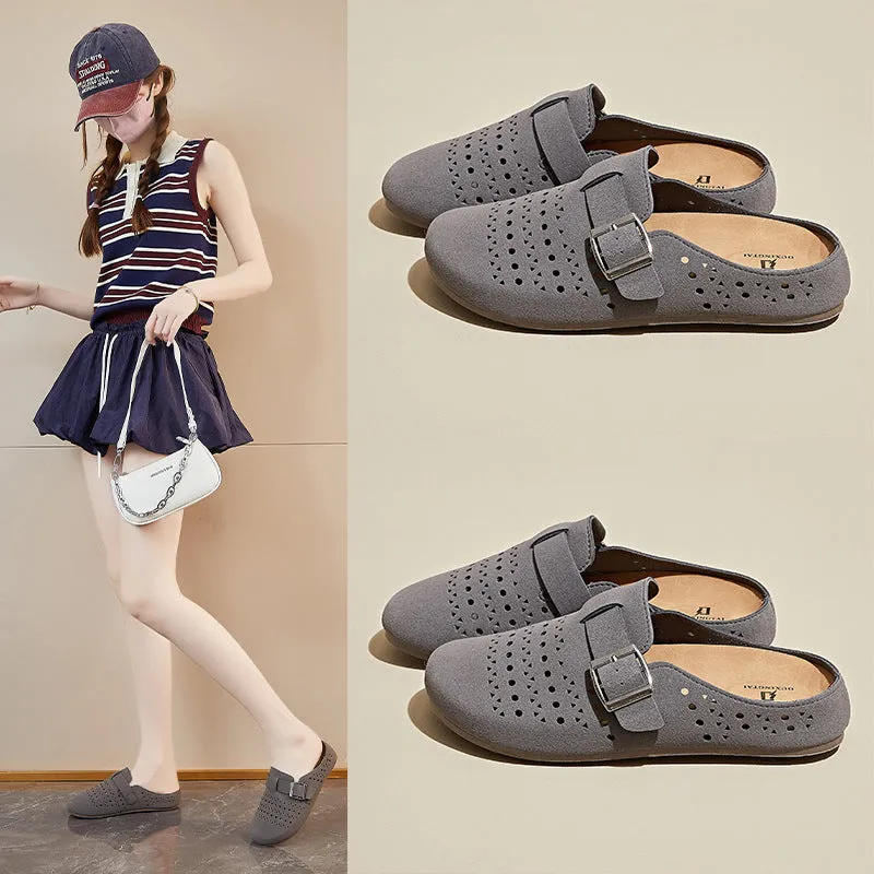 2025 summer new Birkenstocks ins Korean version of female students lazy one pedal half tray casual shoes street shot XT173