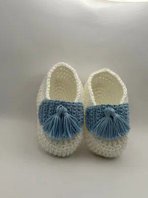 3-6 Months Blue & White Shoe