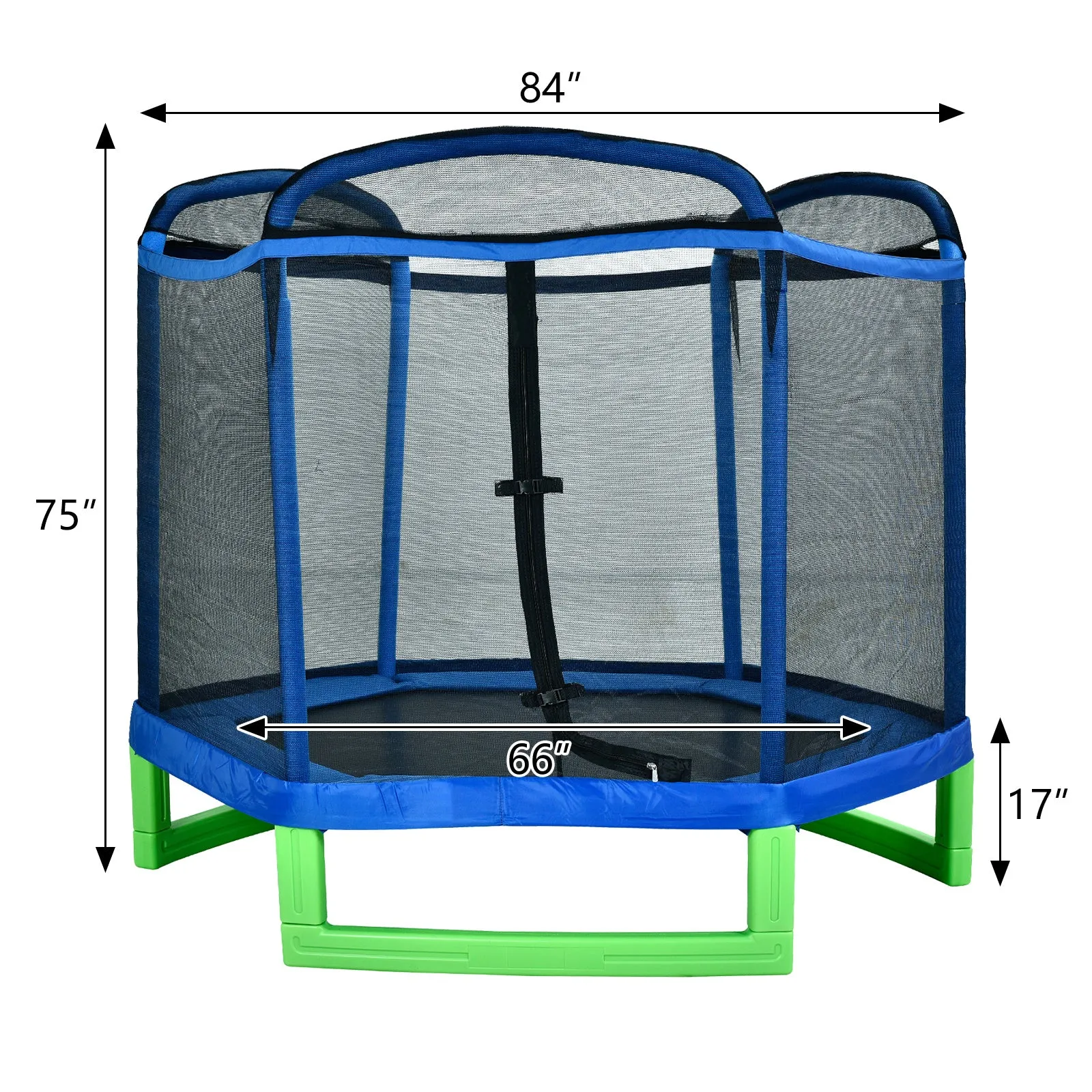 7ft Blue Guard Bar Blue Cover Green Feet Plastic Feet Mini Hexagonal Outer Net Trampoline RT