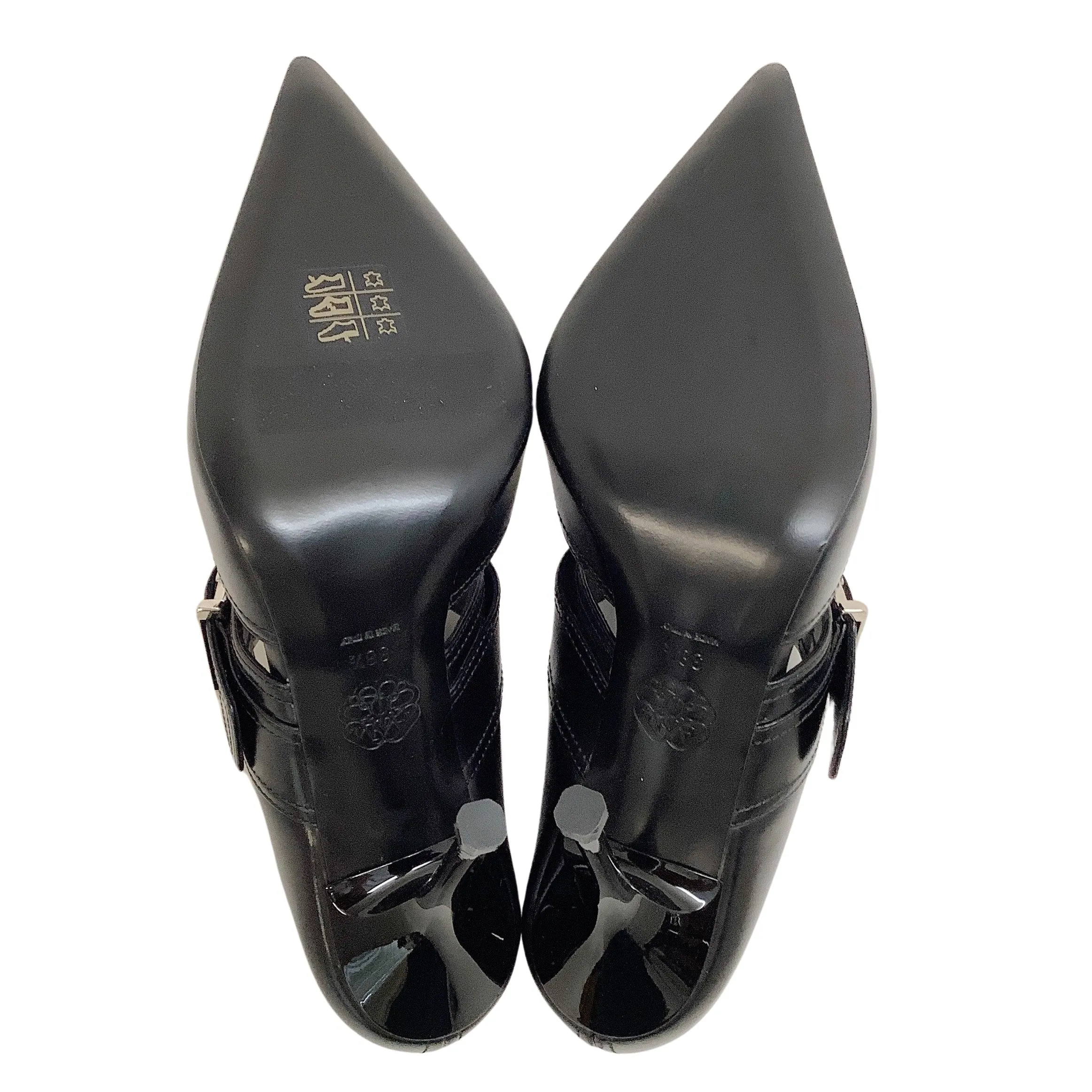 Alexander McQueen Black Leather Punk Buckle Mules