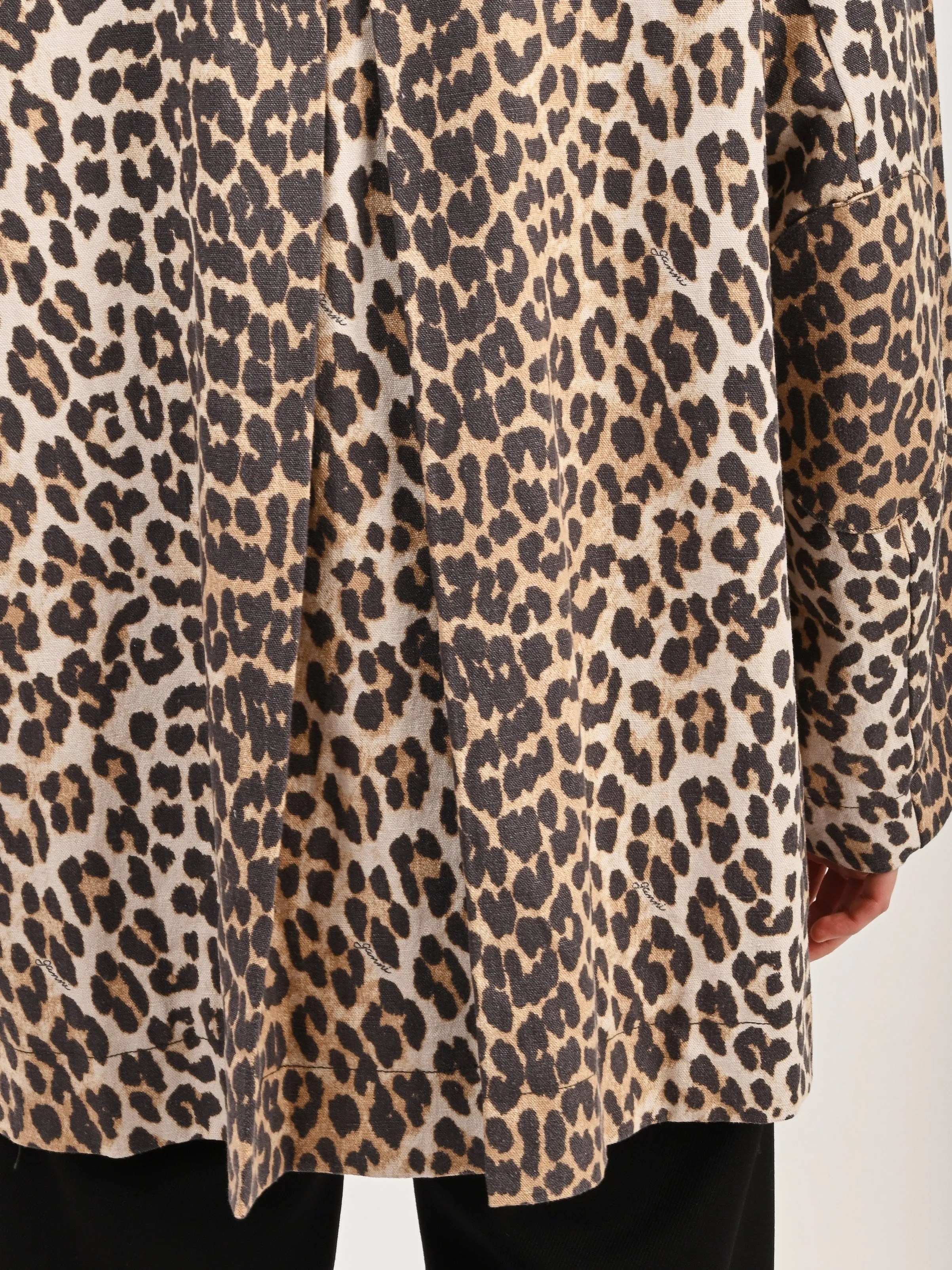 Almond Milk Printed Canvas Midi Jacket