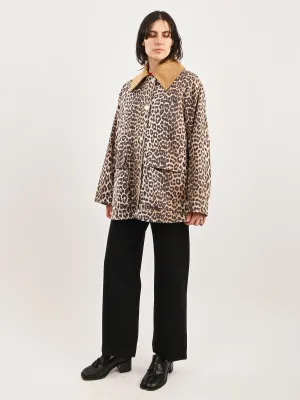 Almond Milk Printed Canvas Midi Jacket