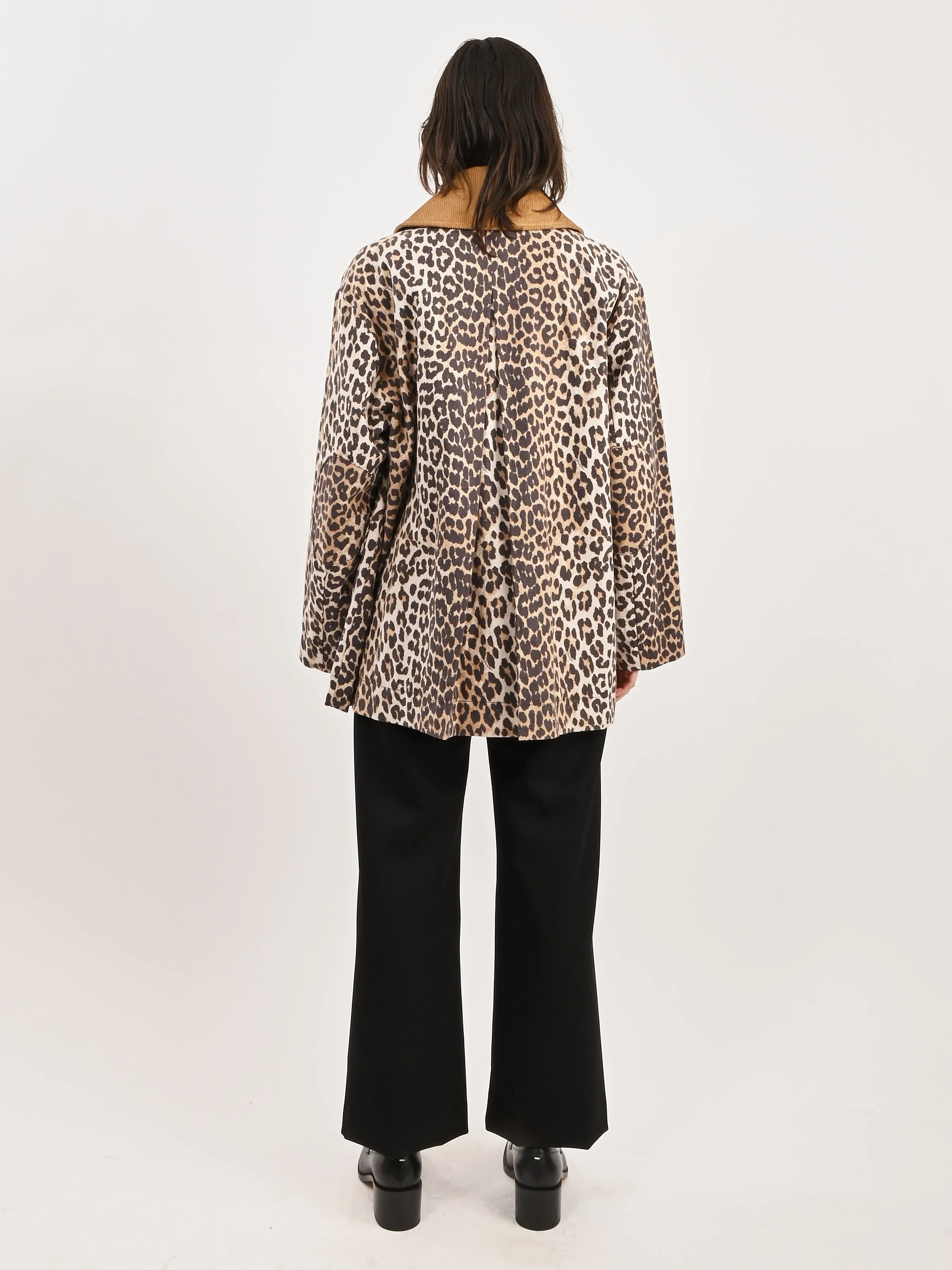 Almond Milk Printed Canvas Midi Jacket