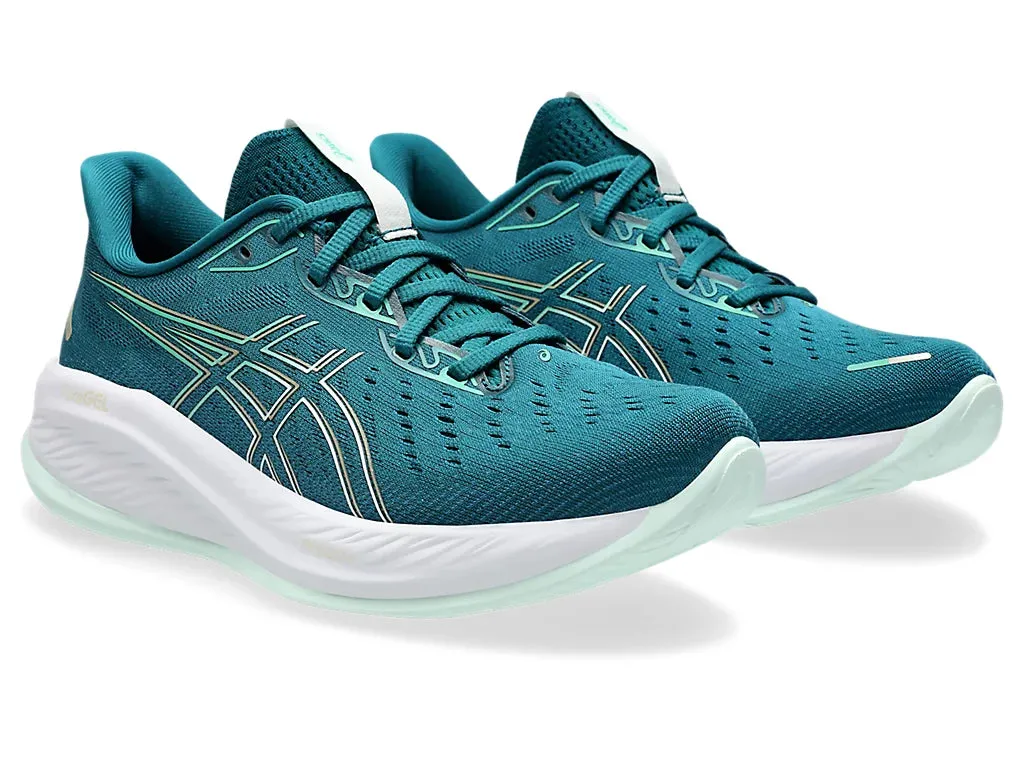 Asics Women's GEL-CUMULUS 26 Wide (D) Running Shoes in Rich Teal/Pale Mint