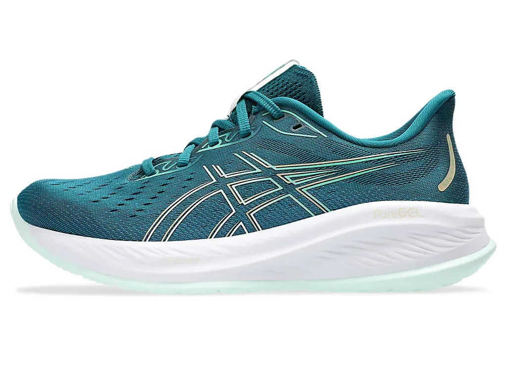 Asics Women's GEL-CUMULUS 26 Wide (D) Running Shoes in Rich Teal/Pale Mint