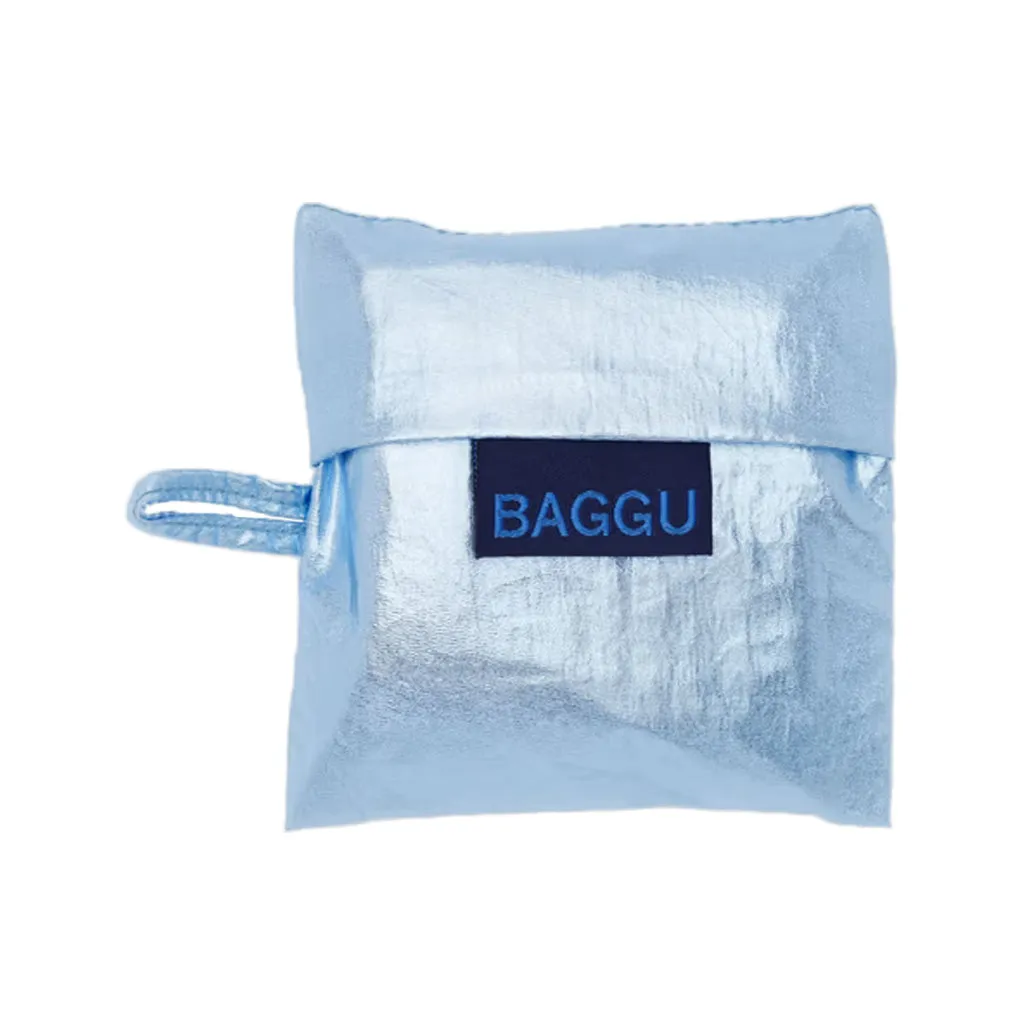Baggu Baby Shopper Bag, Metallic Light Blue