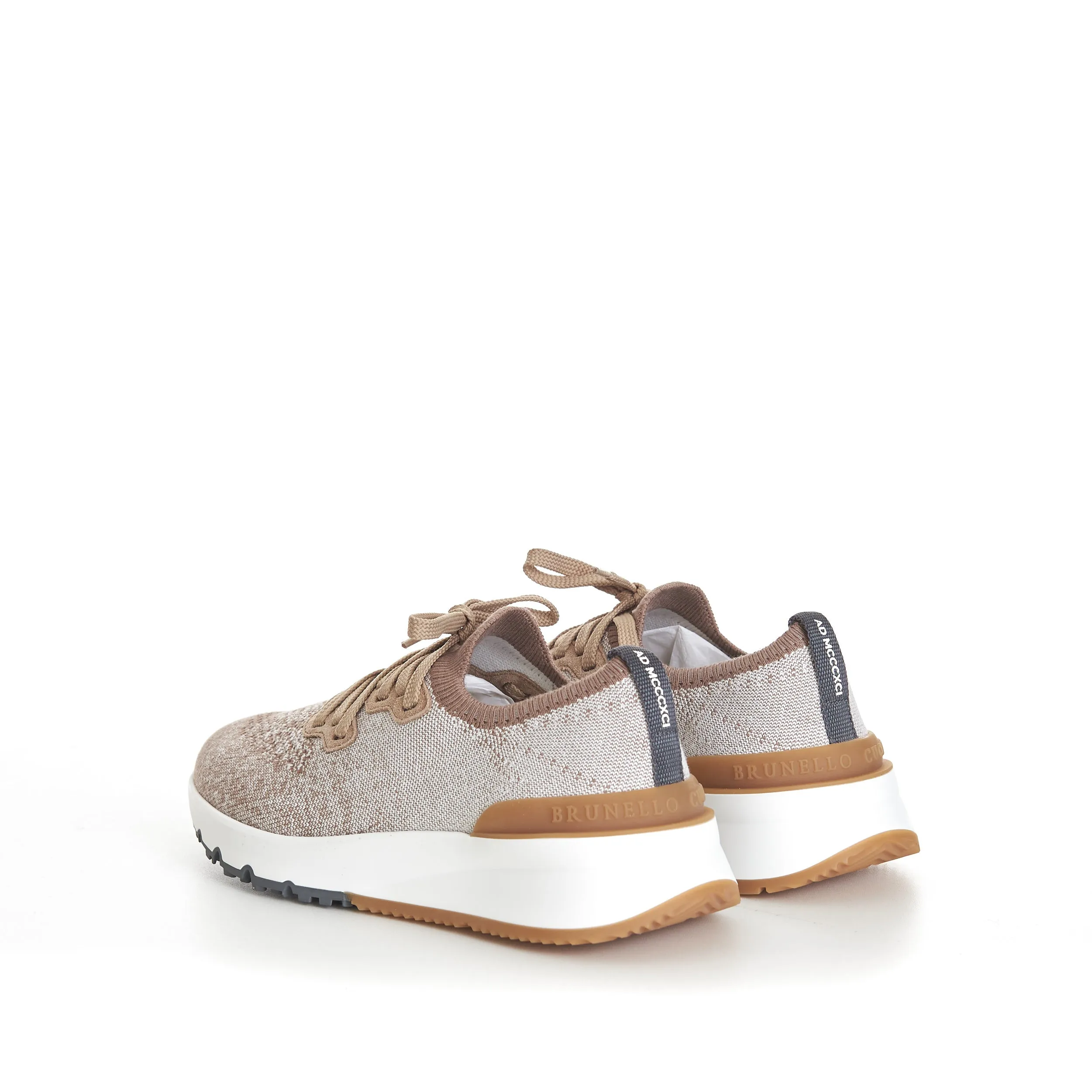Beige Low Top Cotton Chiné Knit Runners
