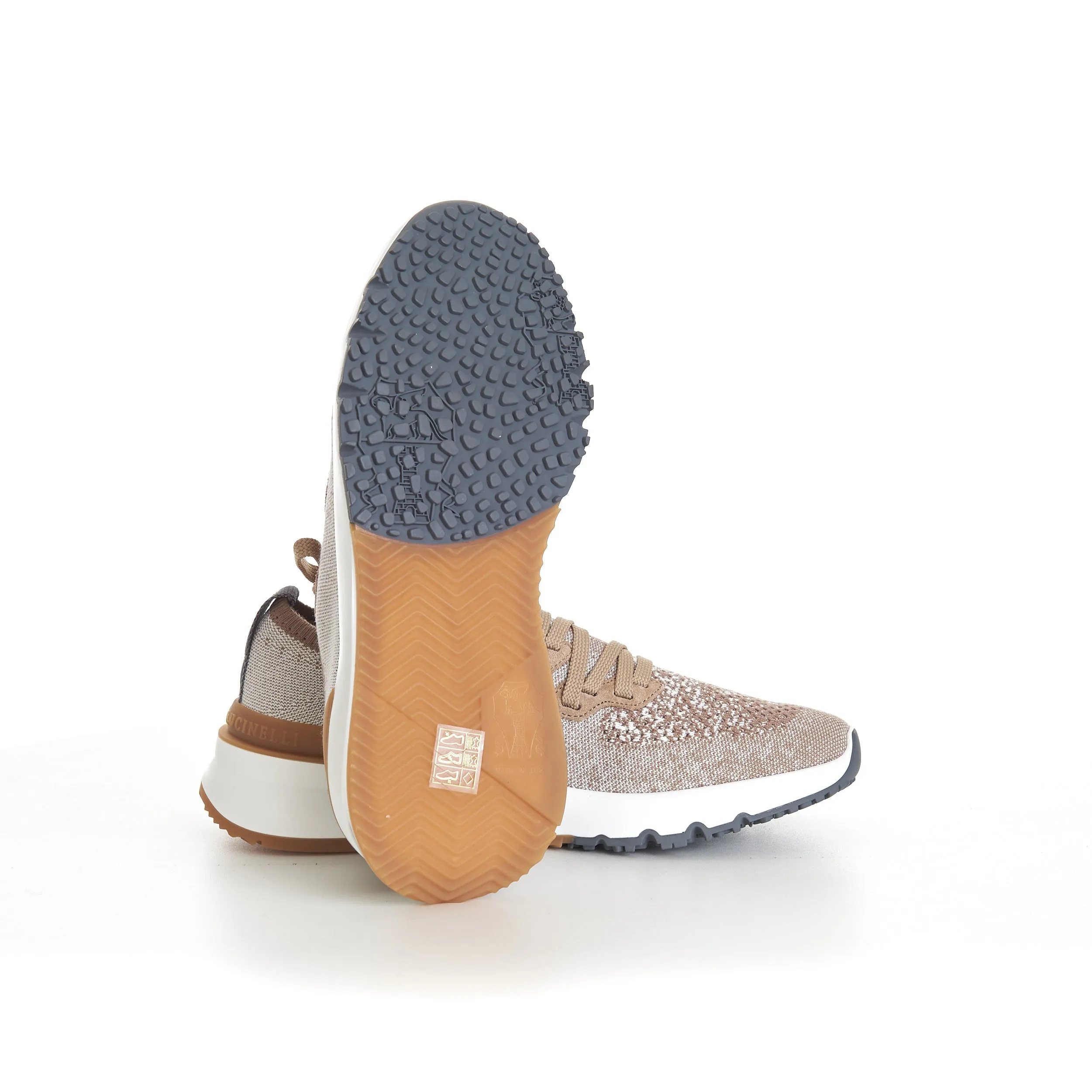 Beige Low Top Cotton Chiné Knit Runners