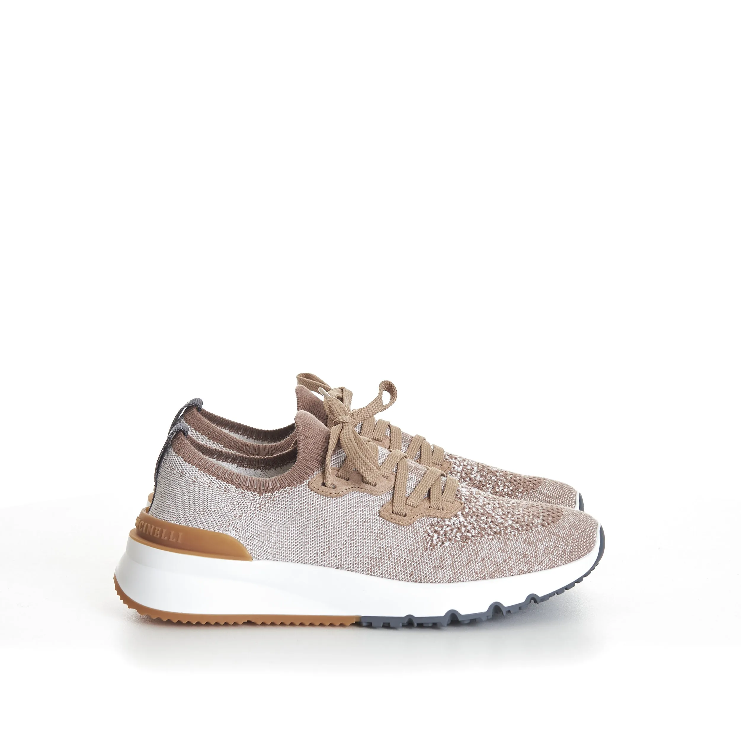 Beige Low Top Cotton Chiné Knit Runners