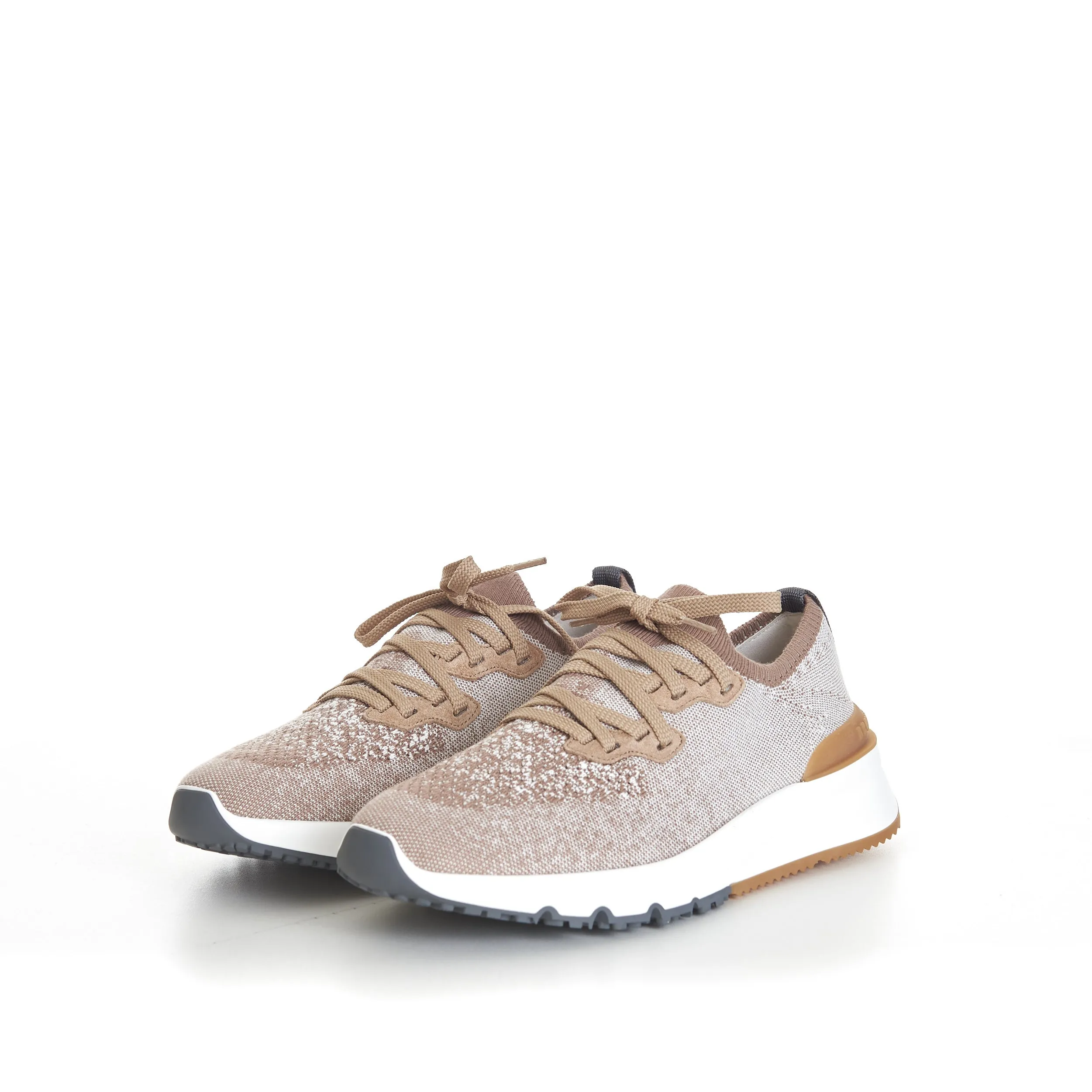 Beige Low Top Cotton Chiné Knit Runners