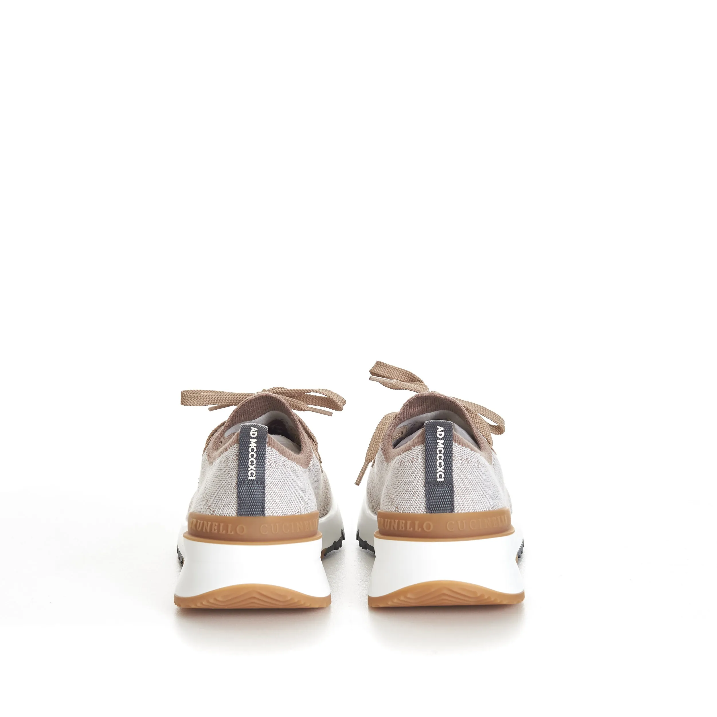 Beige Low Top Cotton Chiné Knit Runners
