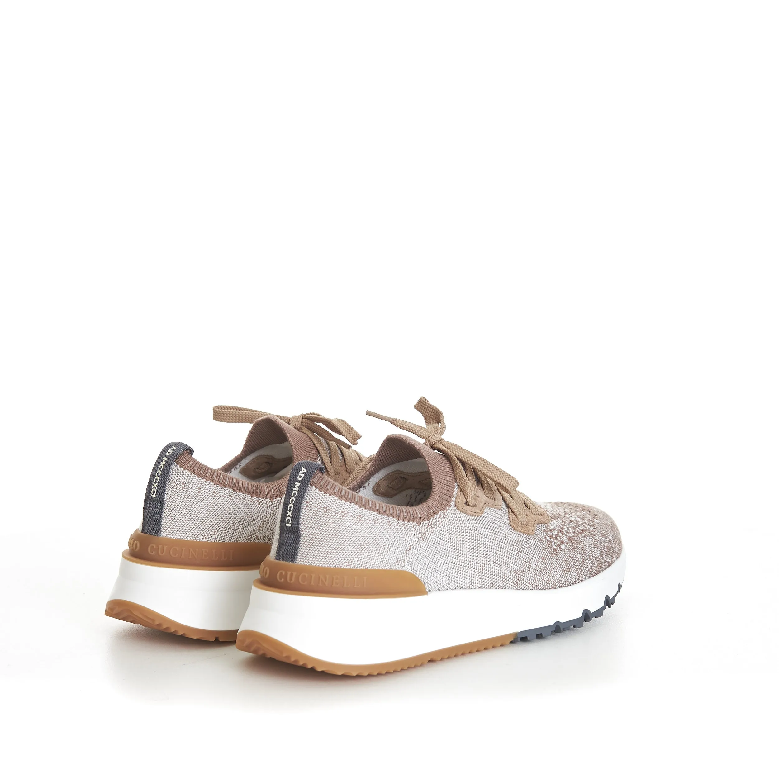 Beige Low Top Cotton Chiné Knit Runners