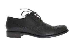 Black Leather Oxford Wingtip Shoes