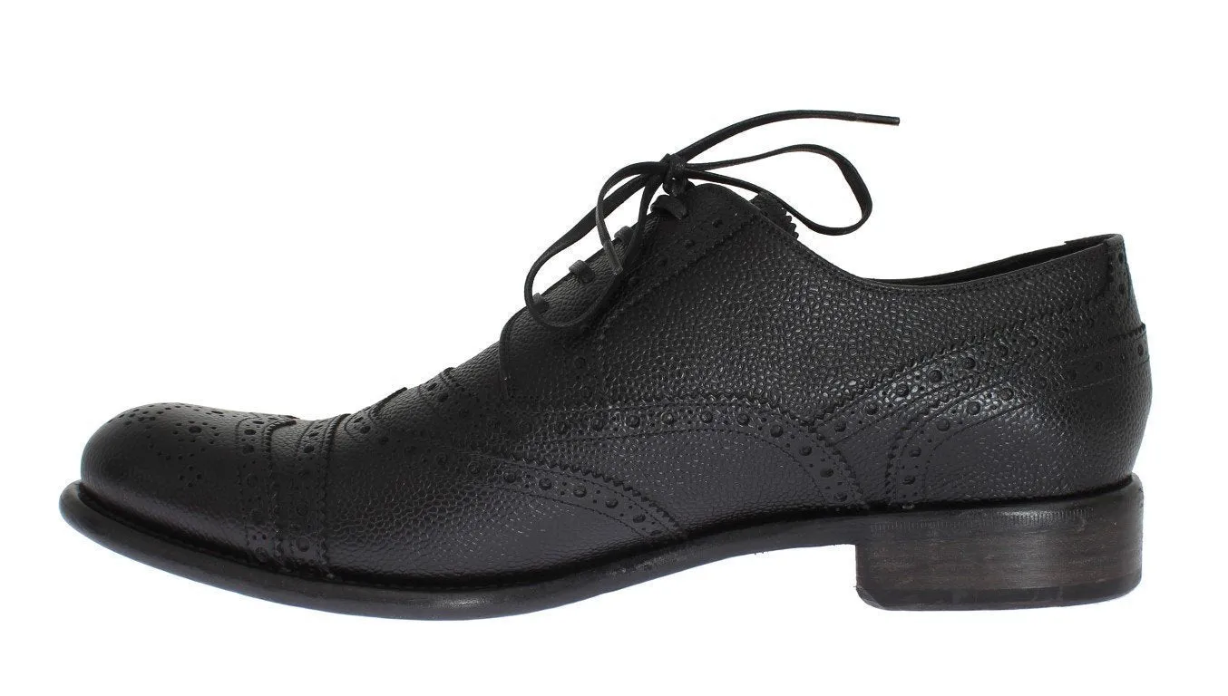 Black Leather Oxford Wingtip Shoes