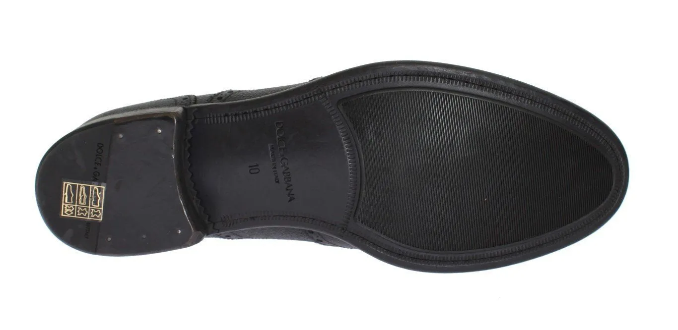 Black Leather Oxford Wingtip Shoes