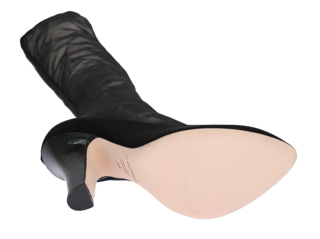 Black Nylon Net Cutout Socks Boots