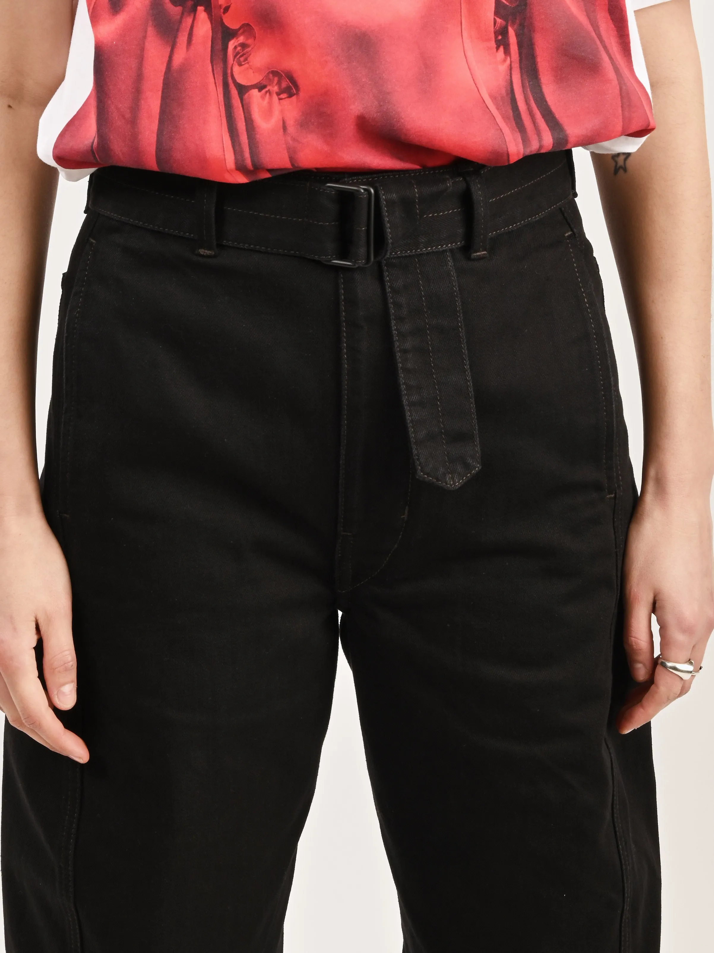 Black Twisted Belted Pants