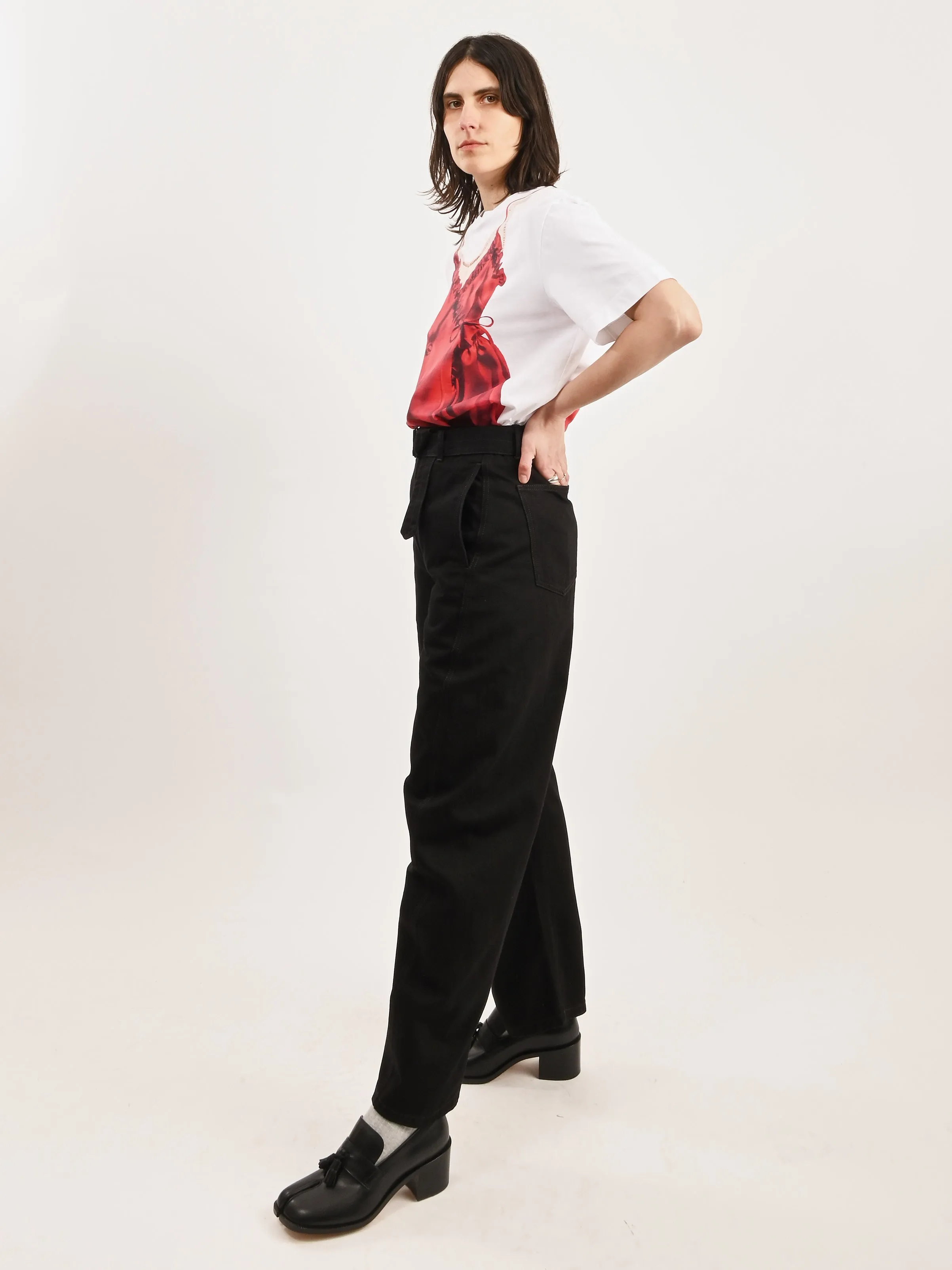 Black Twisted Belted Pants