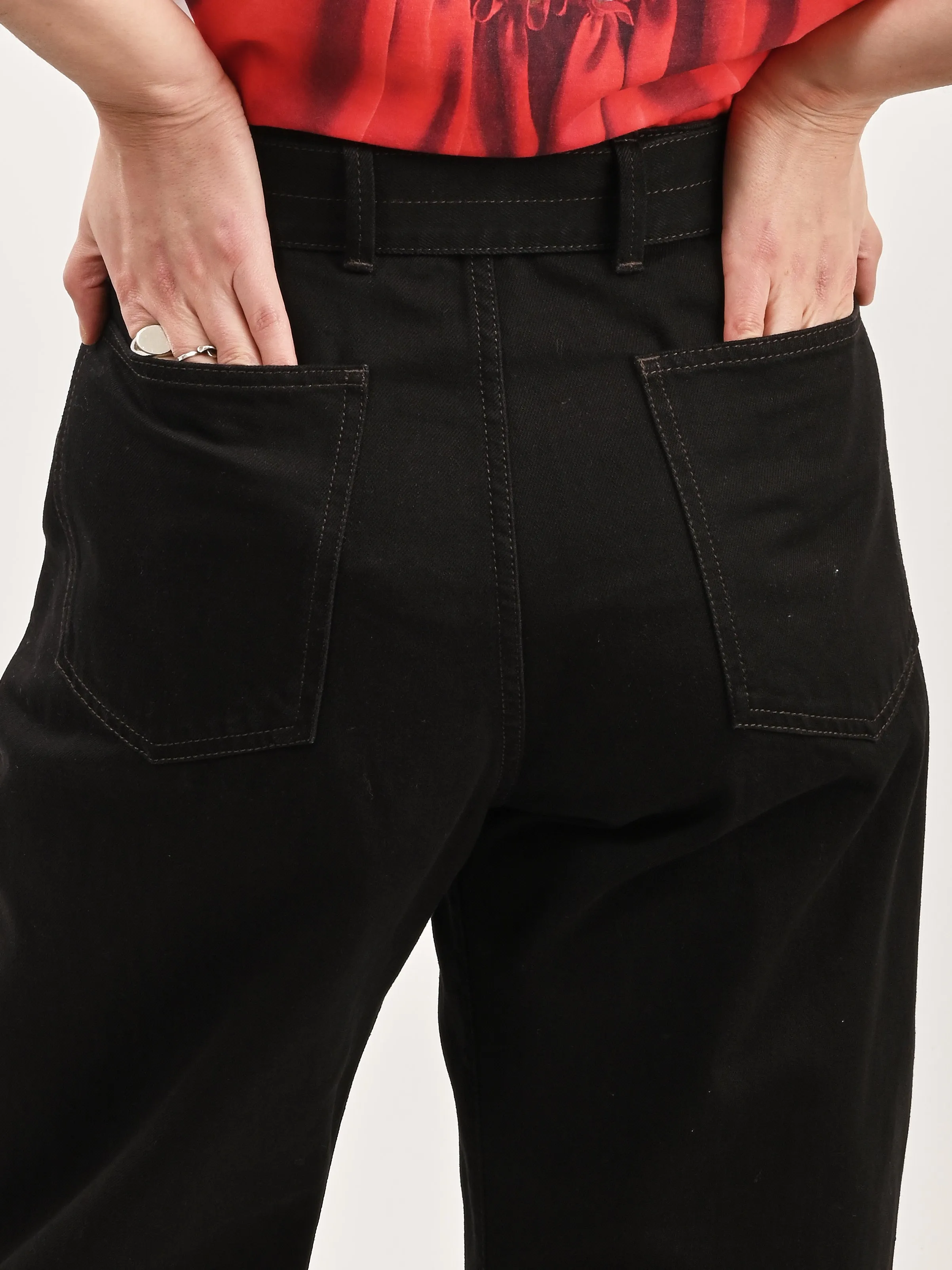 Black Twisted Belted Pants