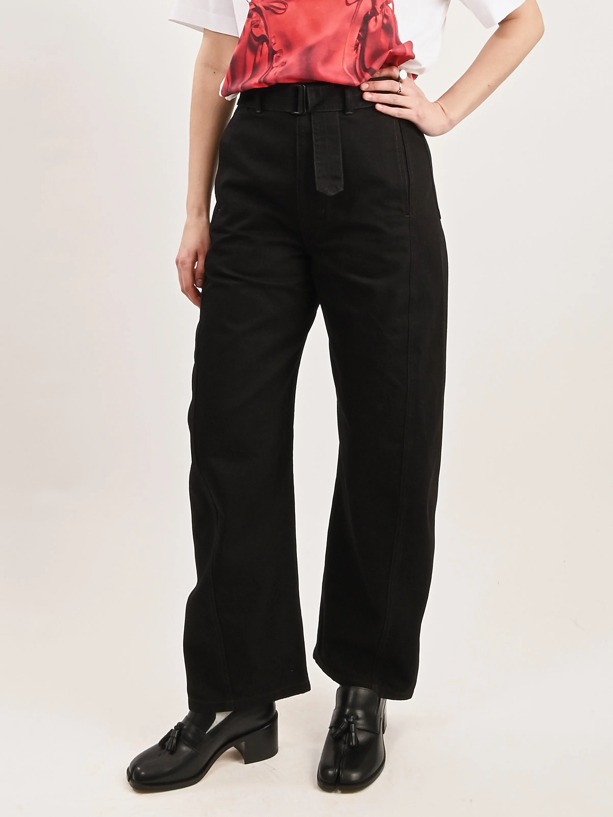 Black Twisted Belted Pants