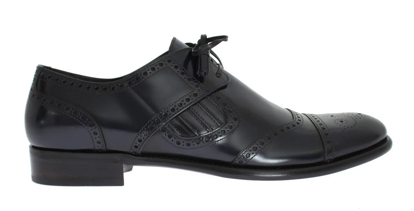 Blue Leather Dress Oxford Wingtip Shoes