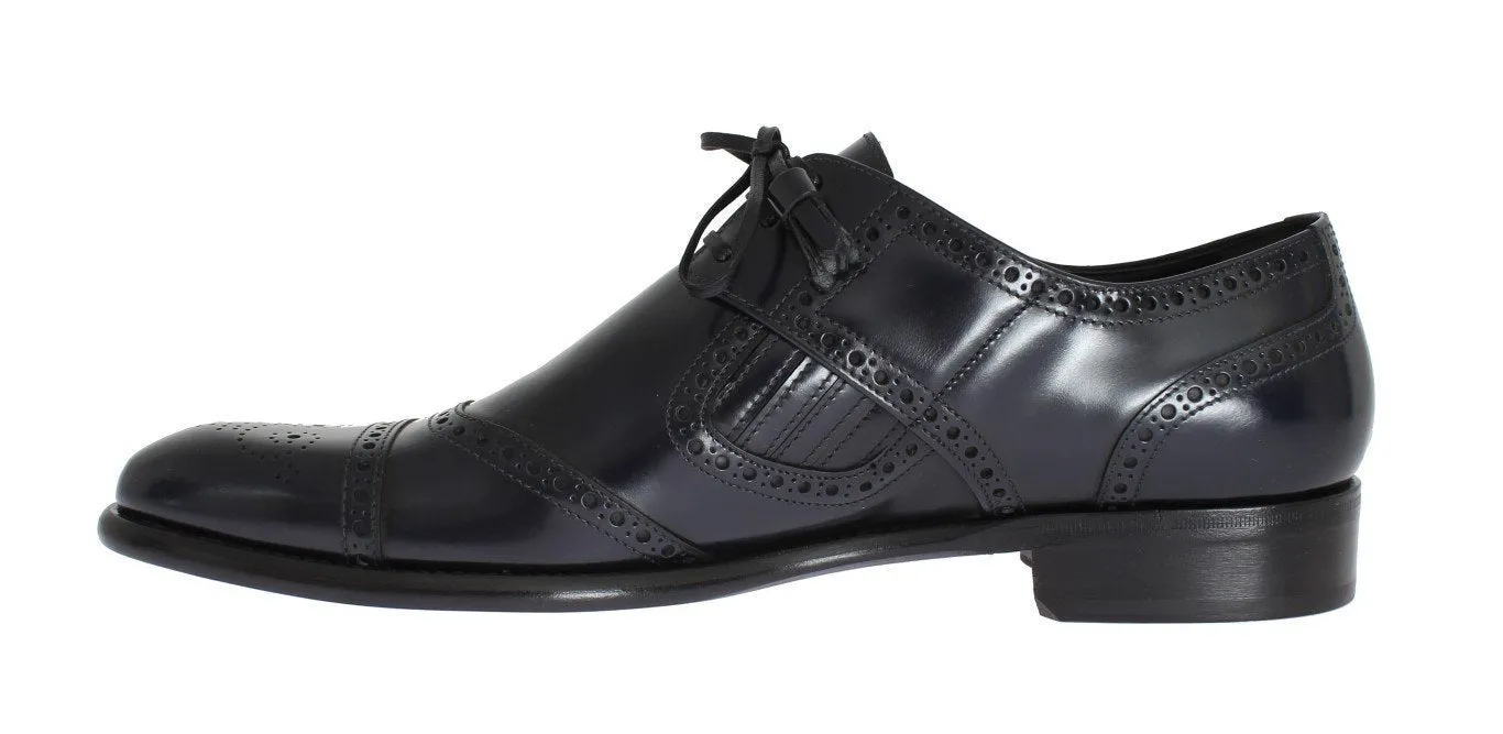Blue Leather Dress Oxford Wingtip Shoes