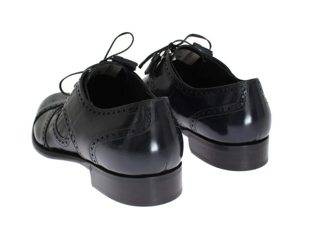 Blue Leather Dress Oxford Wingtip Shoes