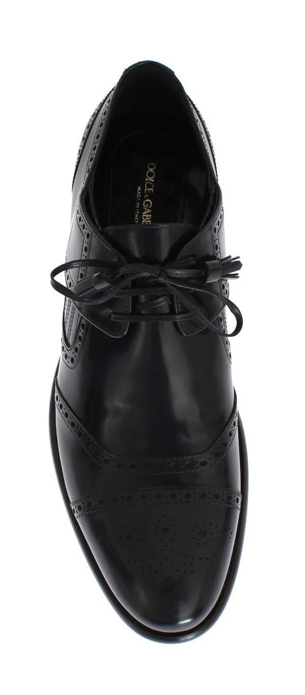 Blue Leather Dress Oxford Wingtip Shoes