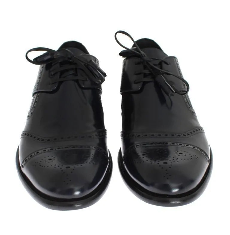 Blue Leather Dress Oxford Wingtip Shoes