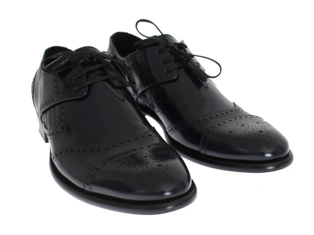 Blue Leather Dress Oxford Wingtip Shoes
