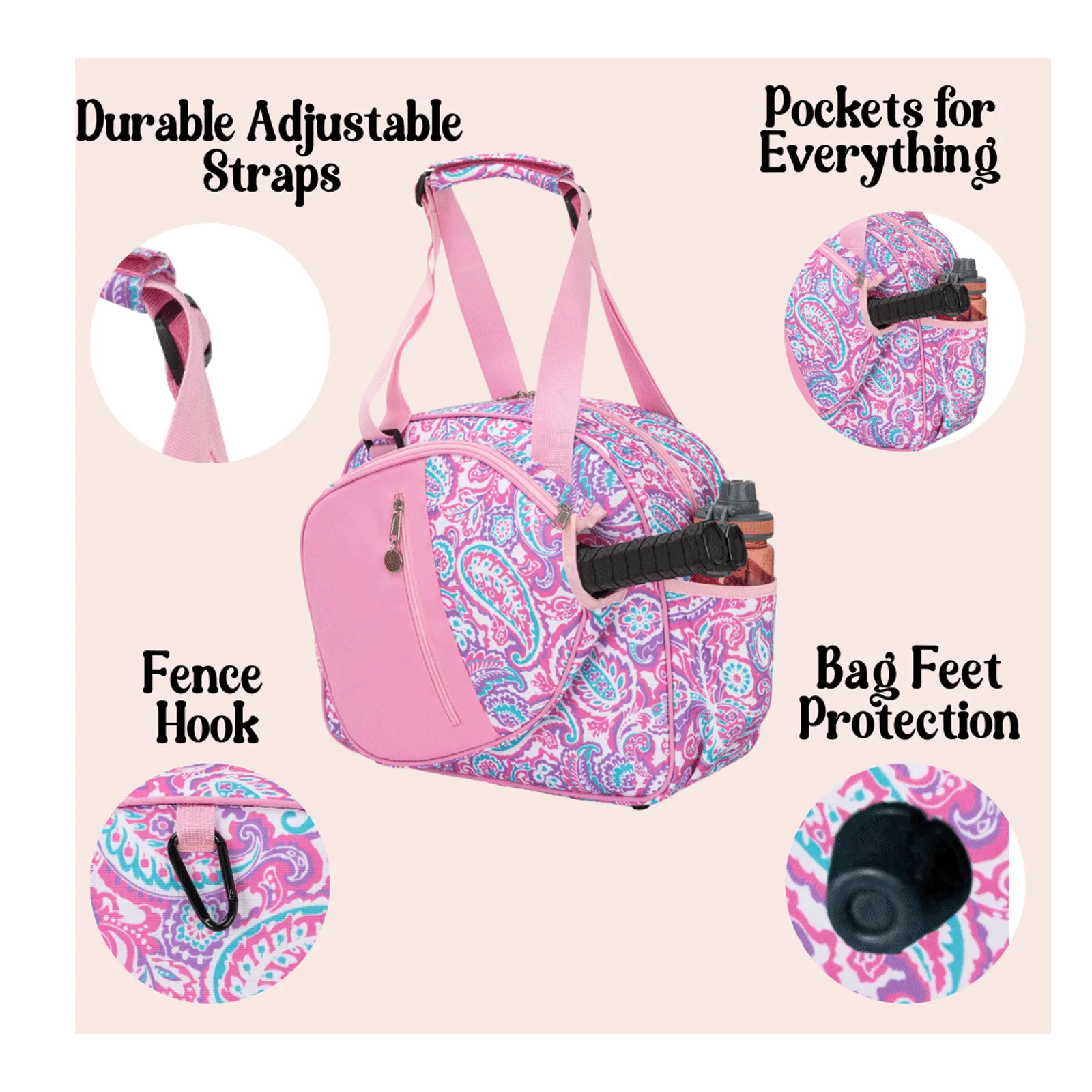 Born To Rally Pickleball Bag Paisley