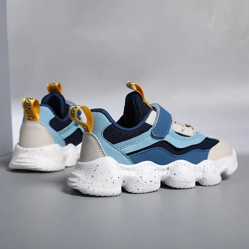 Boys' Fashionable Black and White Non-Slip Running Shoes
