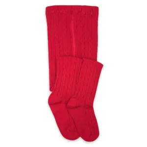 Cableknit Tights -- Red