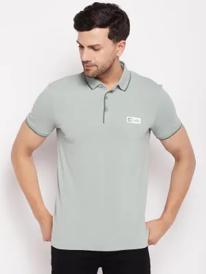 Camla Green Cotton  Polo Collar T Shirt