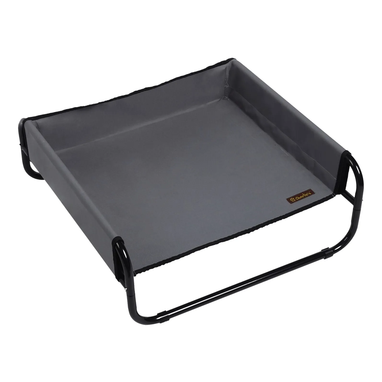 Charlie's High Walled Outdoor Trampoline Dog Bed Grey Large