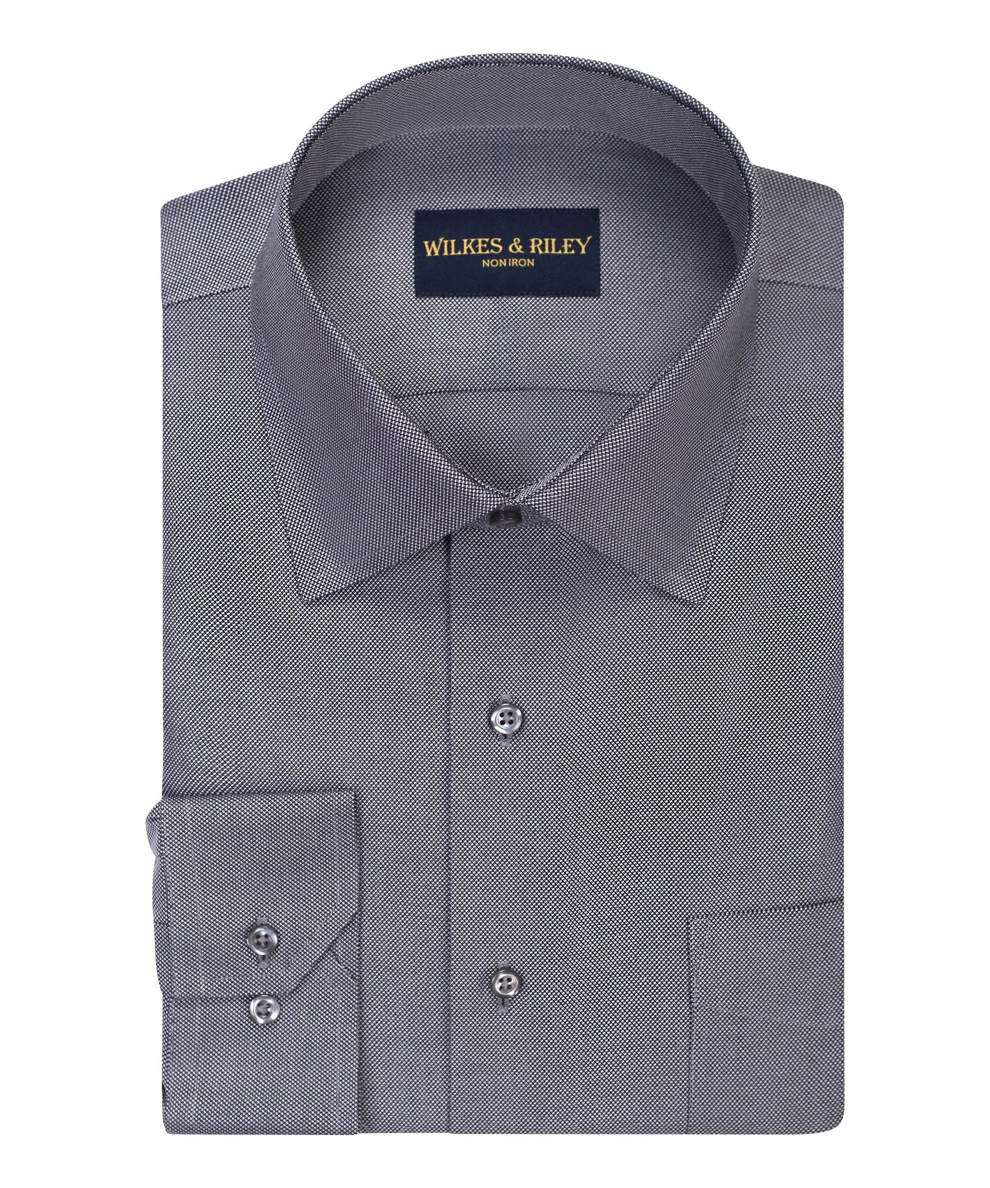 Classic Fit Charcoal Spread Collar Non-Iron Queens Oxford Dress Shirt