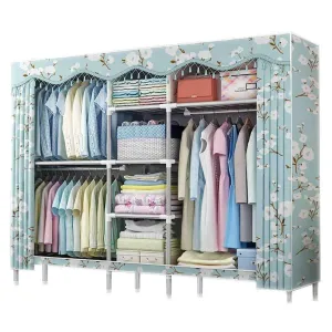 Cloth Wardrobe Bedroom Storage, Shading Cloth Steel Pipe Large Size Hanging Clothes Organizer Simple Home Portable Storage Closet for Clothes,79x18x65inch