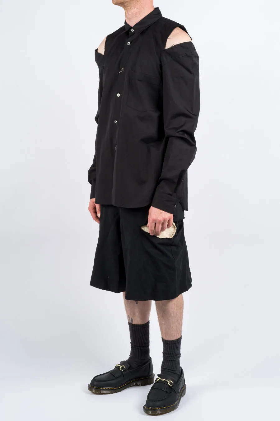 COMME DES GARCONS HOMME PLUS CUT OUT SHIRT BLACK