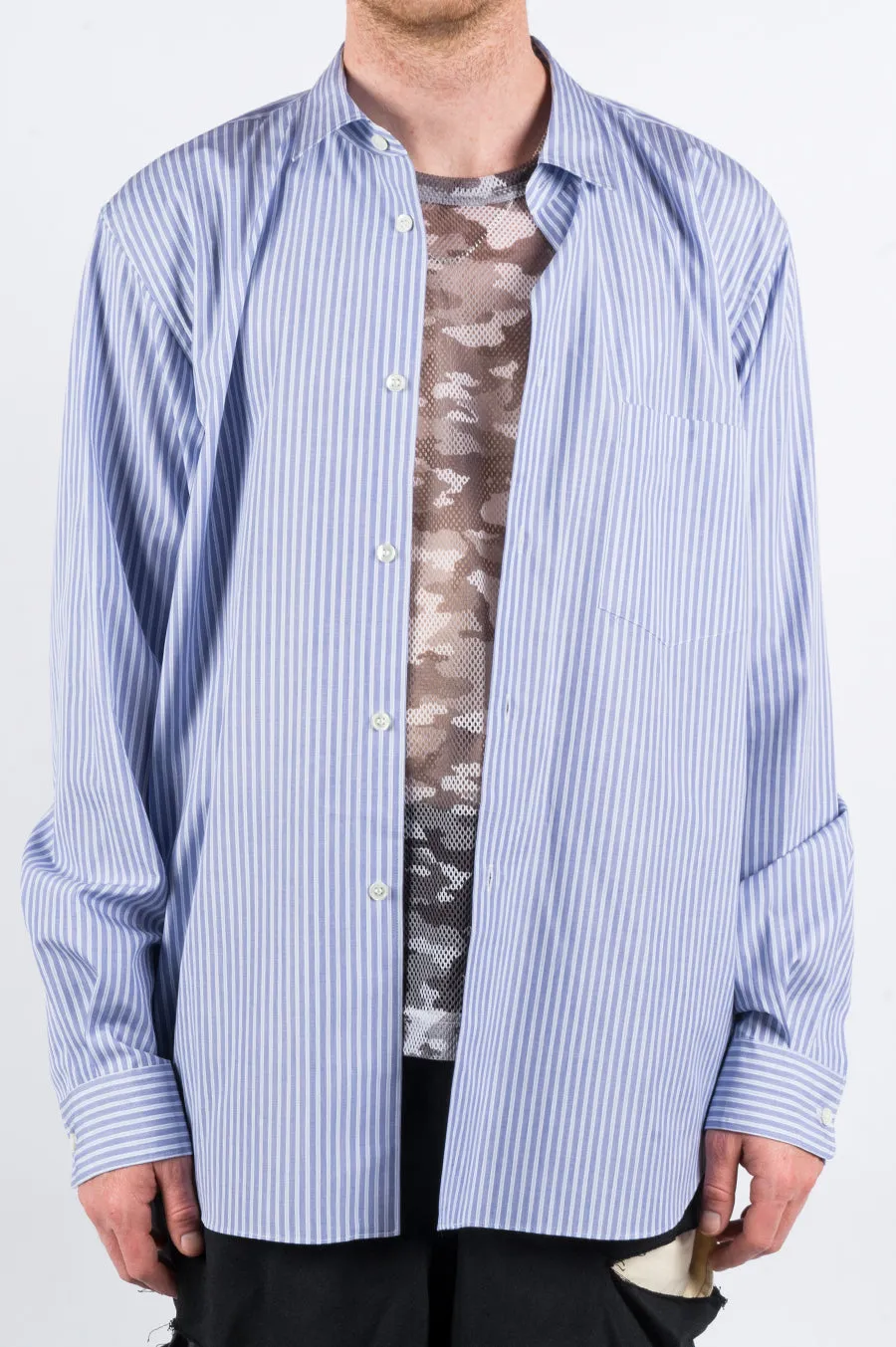 COMME DES GARCONS HOMME PLUS STRIPED SHIRT BLUE WHITE