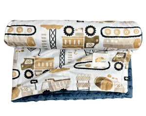 Couverture minky - Camions construction beige