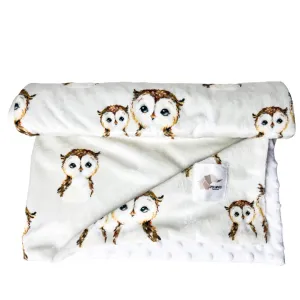 Couverture minky - Chouette beige