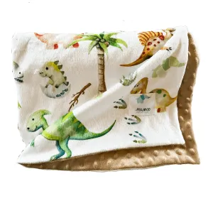 Couverture minky - Dinos et oeufs verts
