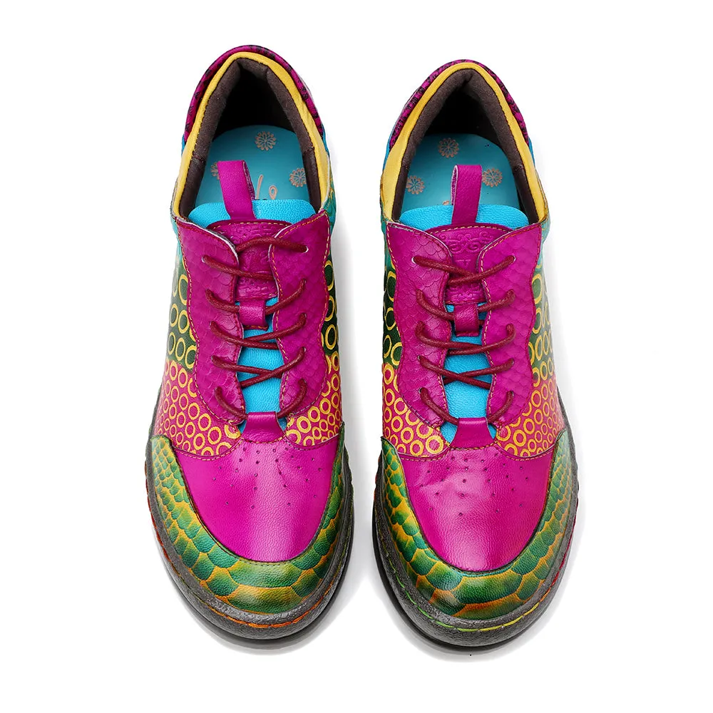 CrazycatZ Women's Leather Oxford Shoes Perforated Lace-up Wingtip Multicolor Leather Oxfords Vintage Oxford Shoes…