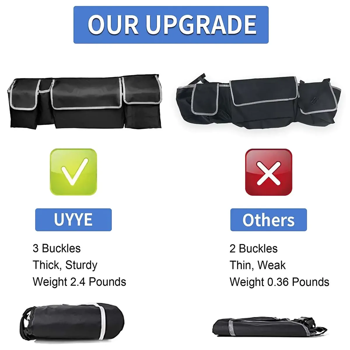 Custom Logo Car Trunk Hanging Organizer, Fit with Volvo, Thick Backseat Trunk Storage Bag with 4 Pockets and 3 Adjustable Shoulder Straps, Foldable Car Trunk Interior Accessories Releases Your Trunk Space