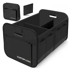 Custom Logo Car Trunk Organizer Storage, Fit with Car Storage, Reinforced Handles, Collapsible Multi, Compartment Car Organizers, Foldable and Waterproof, 600D Oxford Polyester