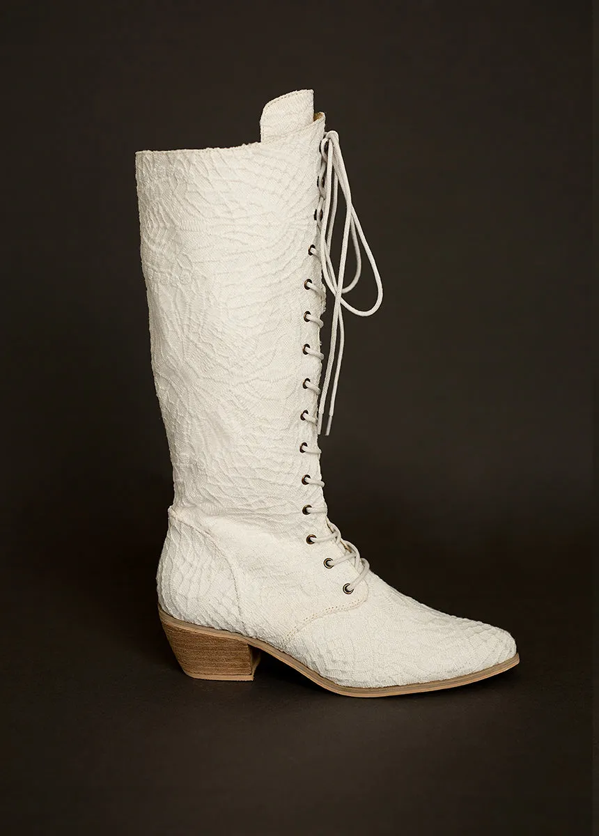 Deliah Tall Boot in Lace Lily Ivory