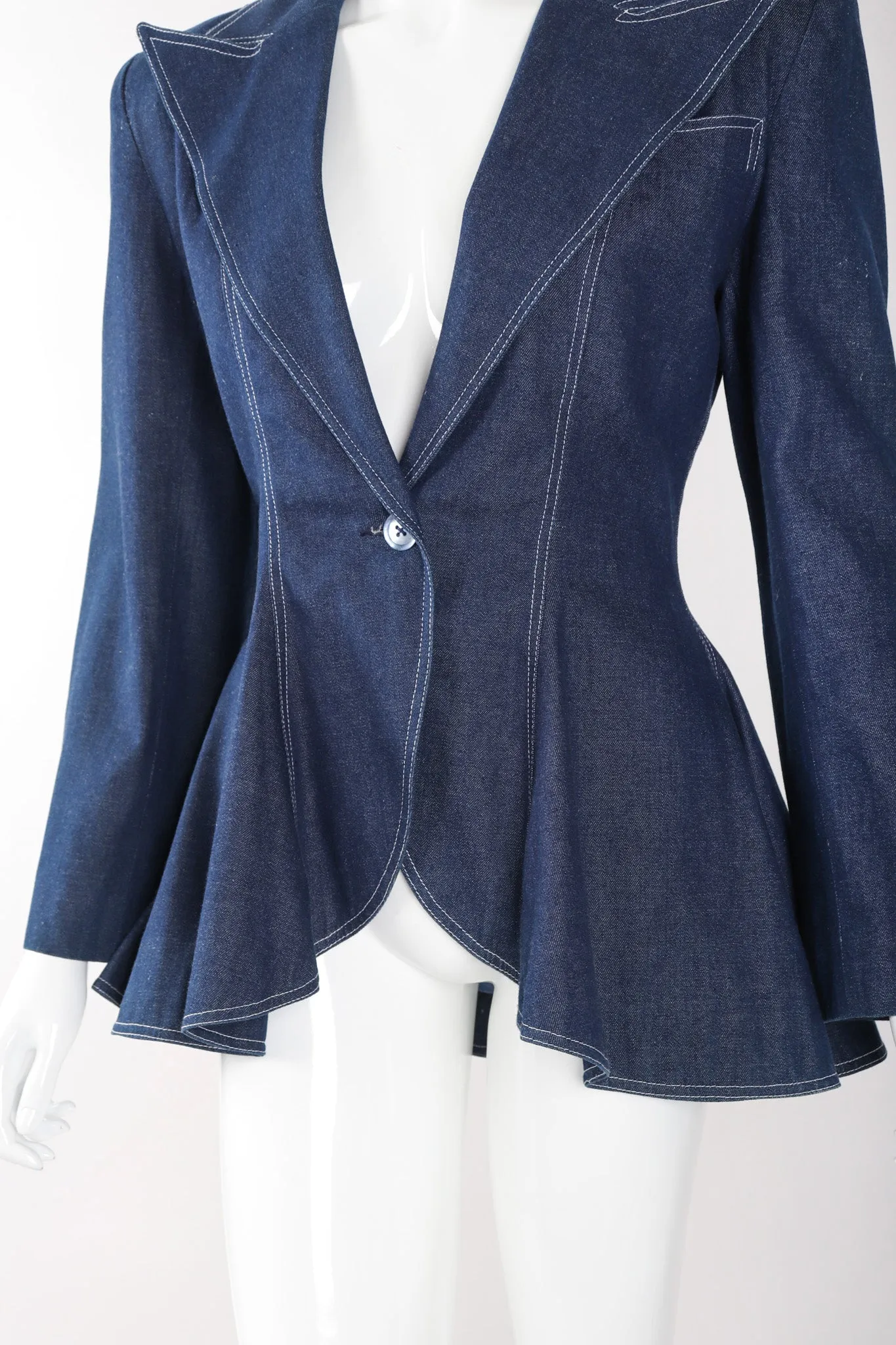 Denim Wide Lapel Flare Jacket
