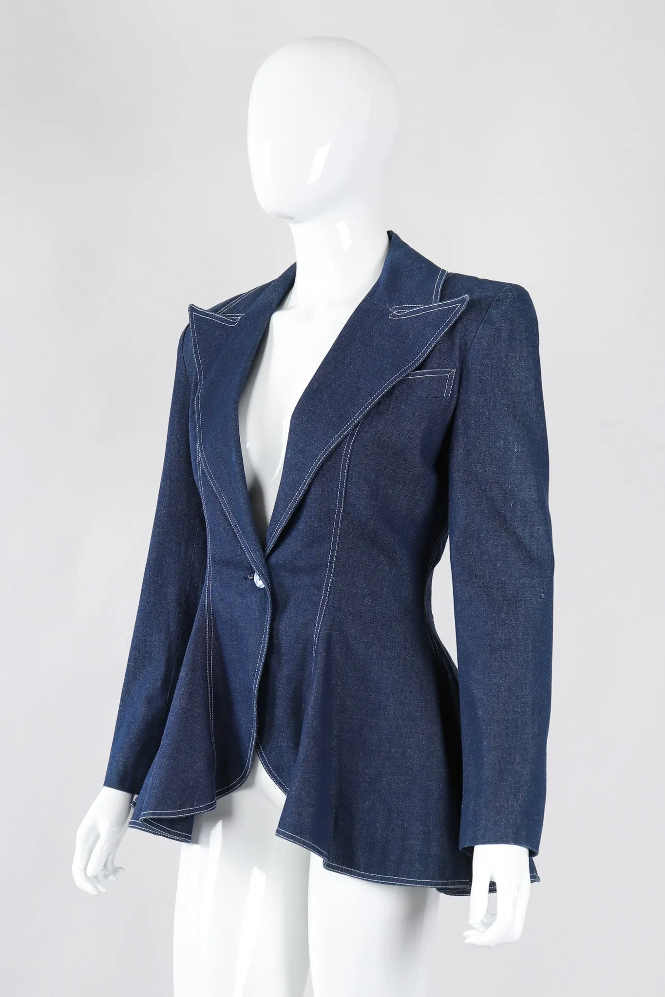 Denim Wide Lapel Flare Jacket